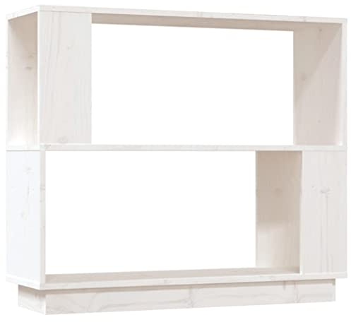 vidaXL Bücherregal/Raumteiler Weiß 80x25x70 cm Massivholz Kiefer