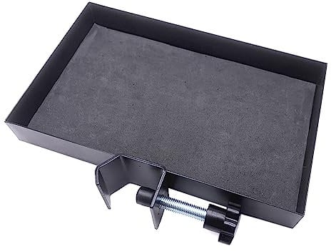 Jiayouy Microphone Stand Attachment Music Stand Tray Microphone Stand Clamp-On Rack Tray Holder for Stage, Live Streaming, Recording, Concert Performance, Music Stand Accessories 10 x 6 Metal Shelf