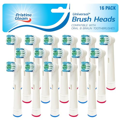 SOL 16pk Universal Electric Toothbrush Heads Replacement, Compatible with Oral-B Braun, Soft Bristles for Plaque Removal, Snap-On Design, Ideal for Healthy Teeth and Sensitive Gums