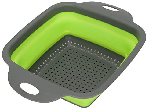 Colador Plegable Cuadrado, Colador De Alimentos De Silicona, Cesta Escurridora Plegable, Cesta De Lavado De Frutas Y Verduras Con Asa