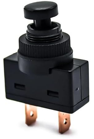 Pulsador de coche 20 A 12 V ON-AUS, pasador de retorno de muelle, montaje de orificios de 12 mm, con tuerca de fijación, 2 posiciones apagado/encendido. El pulsador no se bloquea en la posición de