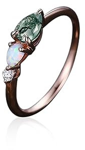 Shusukue Moosachat Ring Silber 925 Opal Ring Damen Moosachat Rings Vintage Vorsteckring mit Achat Stein Edelsteine Heilsteine