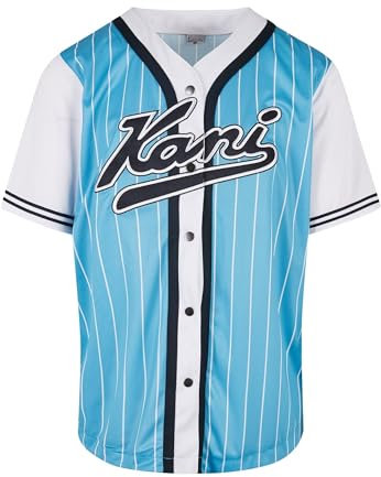 Karl Kani Herren KU222-071-1 Varsity Block Pinstripe Baseball Shirt Blue, XXS