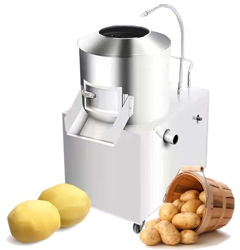Potato Peeler Commercial Automatic Washer - 200kg/h Quick Peel, 1500W High Speed Motor, Adjustable Soft Water Pipe, Stainless Steel Inner Cylinder - for Taro Ginger
