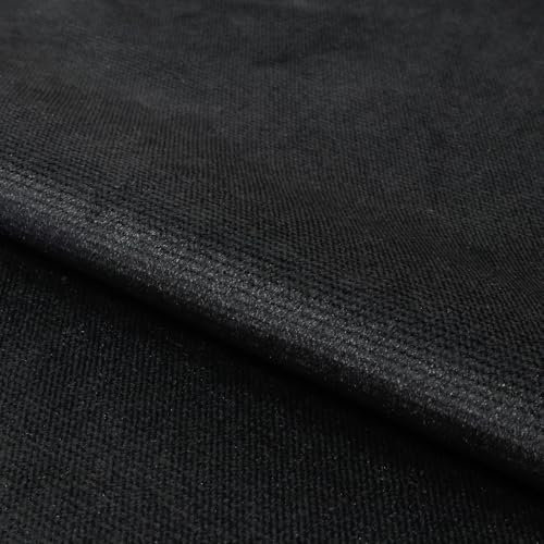 Fabreco - Samtstoff Meterware KRONTOS (100 x 145 cm) - Polsterstoff Möbelstoff Meterware – Bezugsstoff Möbelstoff - Stoffe zum Nähen - Weicher Samt Stoffe für Stühle & Sofa Beziehen (Schwarz)