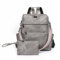 Elegant Damenrucksack mit Klein Handtasche aus PU Leder, Damen Rucksackhandtaschen Wasserdicht Schulrucksack,Modern Rucksack Damen Retro Schultaschen Backpack Daypack für Freizeit Arbeit Reise (Grau)