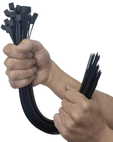 HAN-LBG Thick Cable Ties Heavy Duty 100 Pack, 450mm x 7.6mm Strong Large Zip Ties Black with 50kg Tensile Strength Extra Long Wire Ties Wraps for Awnings Water Pipes Plant Fence