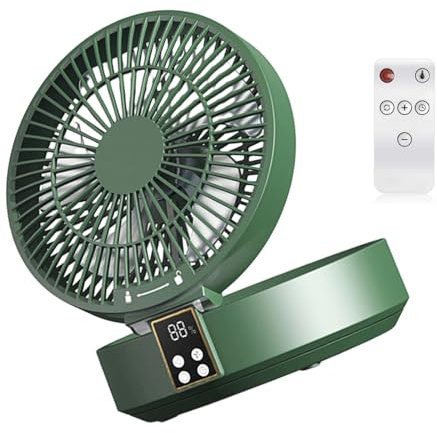HDOYTXXM Ventilador de escritorio con mando a distancia, portátil, recargable, luz LED, enfriador de aire, ventilador USB con 3 velocidades, silencio para el dormitorio