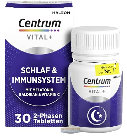 Centrum Vital+ Schlaf & Immunsystem, 30 St., mit Melatonin und Baldrian | Für einen erholsamen Schlaf, Immunsystem und Zellregeneration**: Mit Melatonin, Baldrian, Vitamin C und Zink.