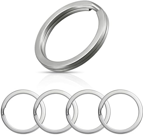 YOGAZEN 20 Stück 304 Schlüsselringe Edelstahl, Ф20mm Schlüsselring, Flache Schlüsselanhänger, Geeignet für alle Arten von Schlüsseln, DIY, Kunsthandwerk (Edelstahl Primärfarbe)