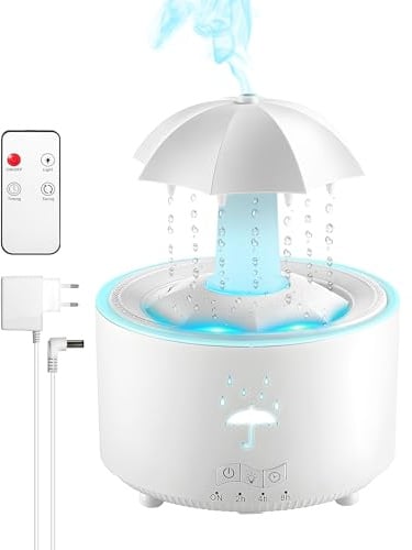 Umidificatore per camera da letto, 300 ml, diffusore di aromi, gocce di pioggia rotanti, umidificatori ad aria, 7 colori, per ufficio, camera da letto, auto, desktop