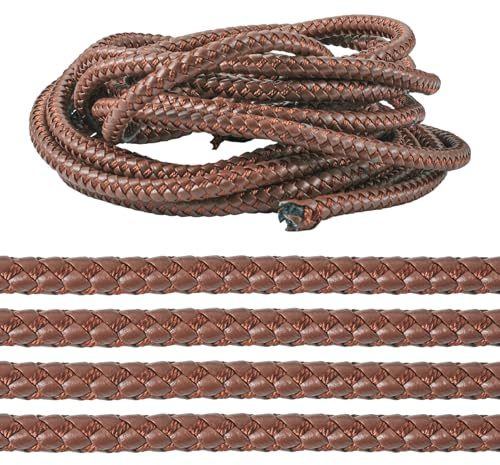 Sparkeads 5M Imitation Leather Cord 8mm Round Braided Threads Jewellery Beading String for Friendship Bracelet Necklace DIY Craft,Saddle Brown