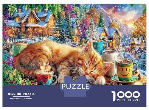 Cat Wedding Ride Thick Paper Two Cats in Garden with Tea Set Jigsaw Puzzle Bundle Educational Toy for Kids 70x50cm/1000pcs