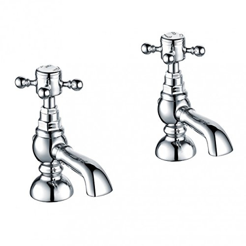 Home Standard | Clyde Traditional Pair of Hot and Cold Bath Taps Chrome Ball Cross Head Twin Faucets