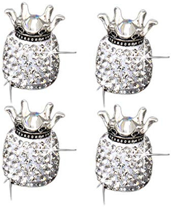 Autodekoration 4pcs Valve Stem Caps Rhinestone Shaped Car Tire Valve Caps Auto Car Wheel Tire Dustproof Bling Car Accessories (White) Auto-