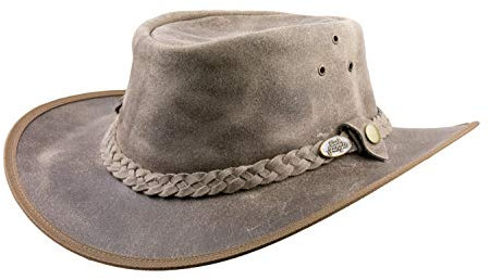 Black Jungle Bulat Lederhut, Westernhut, Australienhut, Cowboyhut (Charcoal, XL)
