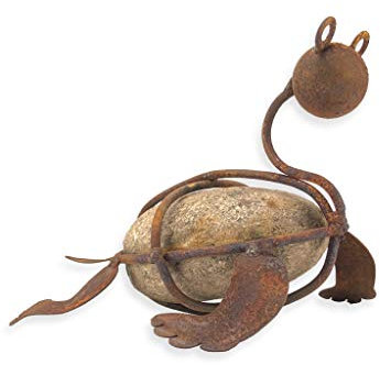 Crispe Edelrost Deko Schildkröte zum Hinstellen ganzjährige Dekoration – für Garten, Terrasse und Balkon – Höhe 12,5 cm