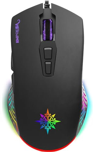 İnca Gaming-Maus IMG-309 Kabelgebundene RGB – 7200 DPI Optischer Sensor, 7 programmierbare Tasten, beidhändiges ergonomisches Design, USB, 4 RGB-Modi, ideal für FPS MOBA PC Gaming