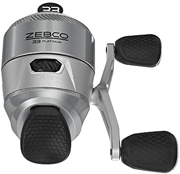 Zebco 33 Platinum Spincast Rolle, 5 Kugellager (4 + Kupplung), sofortiger Rücklaufschutz mit einem leichtgängigen Einstellrad, kraftvolle Ganzmetallgetriebe und gespult mit 4,5 kg Cajun-Schnur.