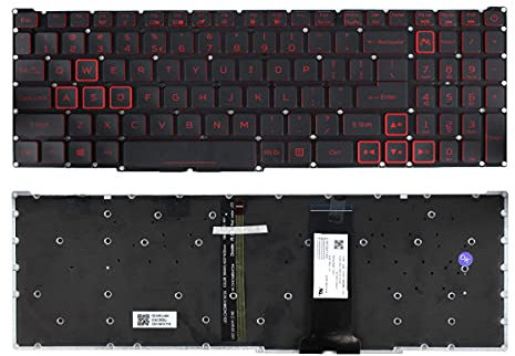 Laptop Replacement US Layout Red Backlit Keyboard for Acer Nitro 5 AN515-54 AN515-54-50AF AN515-54-55YM AN515-54-58YY AN515-54-71FT Black