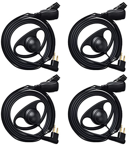 HYS Lot de 4 oreillettes en forme de D compatibles avec Motorola CP040 CP140 GP300 CLS1110 Talkie-walkie avec bouton micro PTT