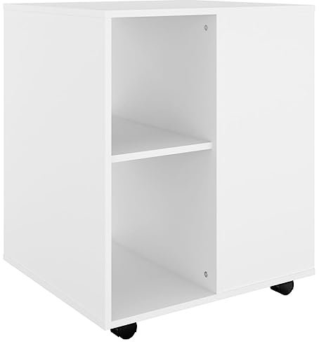 vidaXL Rollschrank mit Fächern Rollcontainer Büroschrank Aktenschrank Bürocontainer Schrank Büro Druckerschrank Weiß 60x53x72cm Holzwerkstoff