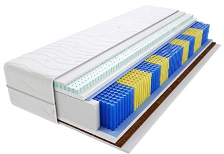 Godre Matratze 90x220 cm Doppelmatratze, H3 & H4 Federkernmatratze, Taschenfederkernmatratze 20 cm Hoch Latex Kokosfaser Hypoallergene, HR-Schaum, Wendematratze mit Klimafaser Salvo Multitaschen