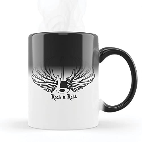 Mygoodprice MUG Magique qui change de couleur sensible à la chaleur - Thermosensible - en céramique au motif Rock N Roll Guitare