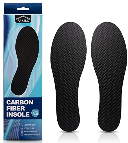 Carbon Fiber Insole 1 Pair, FAKILO Carbon Fiber Insoles Shoes Insert for Women Men, Rigid Support for Turf Toe, Foot Fractures, Hallux Rigidus, Mortons Toe, Suitable for Hiking, Walking, Sport-293mm