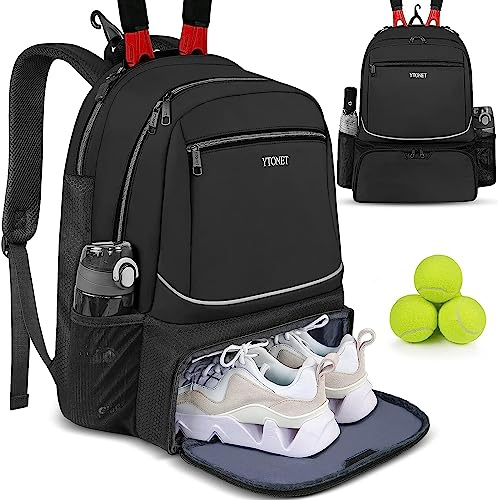 Ytonet Tennis Bag Tennis Backpack for Women Men 2 Rackets with Insulated Pocket Ventilated Shoe Compartment