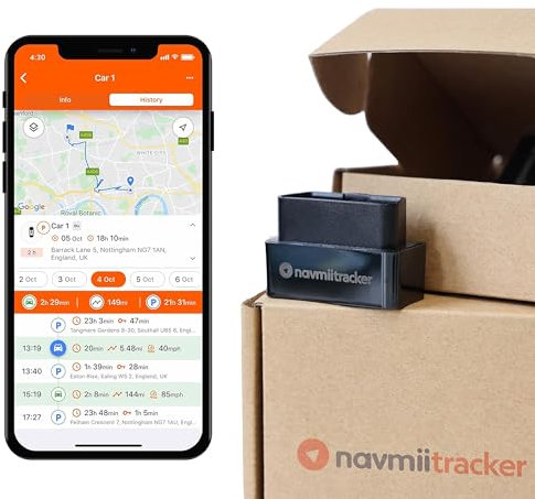 Navmii Tracker Mini Car Tracker - GPS Car Tracker For Real-Time, Plug and Play Vehicle Location Tracking - OBD Port Tracking Device for Car, Van & Fleet Security - Instant Notification of Removal