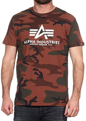Alpha Industries Herren Camiseta Basic Camiseta Camo para Hombre Kurzarm Shirt, Burned Camo,