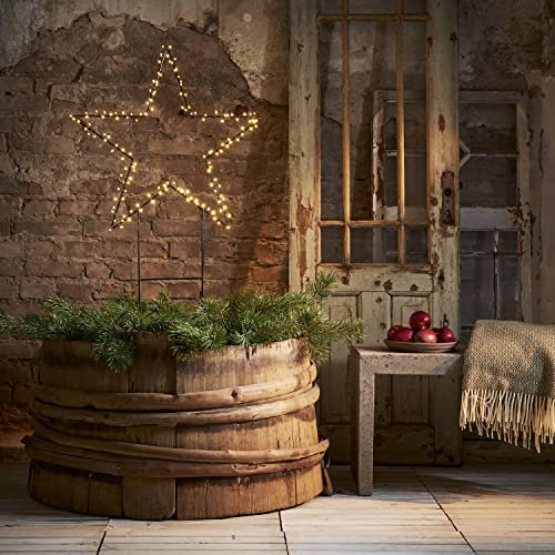 MARELIDA Gartenstecker Stern - Stehend - Warmweiße LED - Inkl. Kabel - Für Außen - Schwarz (H: 115cm - 150 LED)