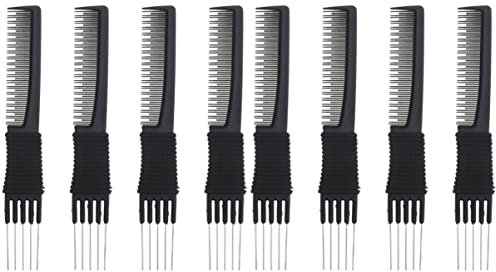 FRCOLOR Harke Haarkamm 8 Stück Toupierkamm Kämme Nadel Home Friseur Zähne Styling Mit Barber Fine Tail Salon Rückenlifte Für Steel Pick Hair Barbershop Metall Multifunktional Afro Wide Reisekamm-Set