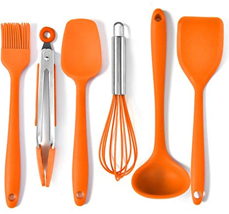 unids/set utensilios de cocina de silicona juego de utensilios de cocina espátula antiadherente herramientas de cocina 5 colores utensilios de cocina de silicona (E)