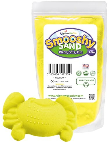 Rainbow Eco Play - Magic Play Sand for Kids – Smooshy - 2.5kg - Childrens Eco-Friendly Non-Toxic Natural Coloured Sand - Sensory Magnetic Moon Kenetic Elastic – Yellow
