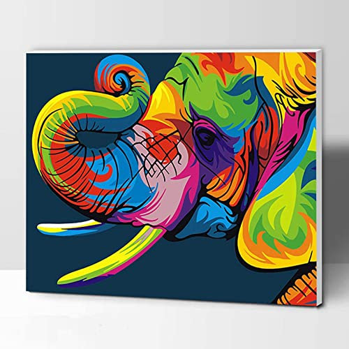 ifymei Peinture par Numero pour Enfant et Adulte, Loisirs Créatifs Activité Manuelle, Peinture Acrylique Kit de Dessin pour Filles et Garçons, Avec Cadre 30 x 40 cm - Animaux - Éléphants