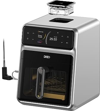 Dreo ChefMaker Combi Fryer, Cook like a pro with just the press of a button, Smart Air Fryer Cooker with Cook probe, Water Atomizer, 3 professional cooking modes, 5.7L