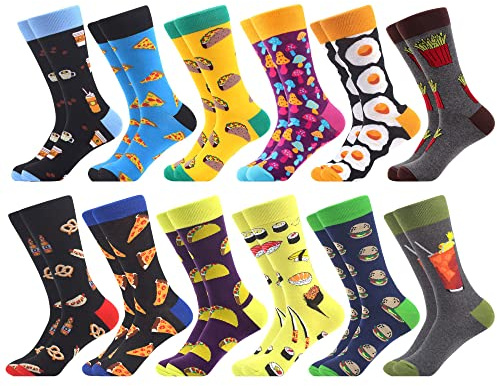 WeciBor Bunt Lustige Herren Socken, 12 Paar Mehrfarbig Essen, Größe 39-42