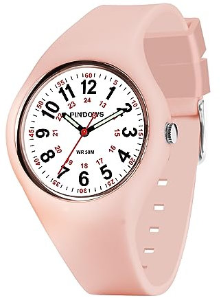 PINDOWS Analoge Quarzarmbanduhr Silikonband für Damen, Junge Damen und Studierende; leicht ablesbar, wasserfest, Unisex-Armbanduhr, leuchtendes Zifferblatt.