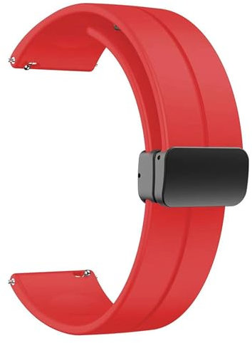 Diloy Bracelet BR45 silicone – Fermeture magnétique – Montre connectée – 20mm 22mm – Attache rapide, souple et moderne Rouge 22mm