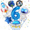 Weltraum Astronaut Folienballon,Zahl 6 Geburtstag,8 Stück Astronauten Raketen Raumschiff Stern Mond Runde Folienballons,Kinder Geburtstag Deko,Jungen Kindergeburtstag Dekorationen Party Zubehör