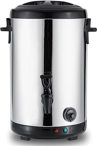 ELGADO 6L/10L/14L Electric Hot Water Urn, Insulated Beverage Server/Dispenser, Double Wall Stainless Steel Commercial Coffee Boiler For Large Groups (Color : Black, Size : 14L)
