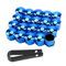 PAITOK Cache-écrous de Roue, Ensemble de 20 Couvre-écrous de Roues universels en Plastique chromé avec Outil de démontage pour Voitures (Bleu, 17mm)