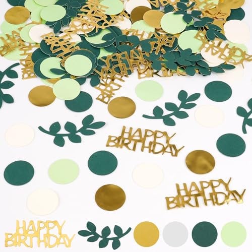 200 Stück Konfetti Geburtstag Tischdeko Geburtstag Grün,Konfetti Geburtstag Deko, Happy Birthday Streudeko Geburtstag Grün Gold, Deko Geburtstag für Geburtstag Party
