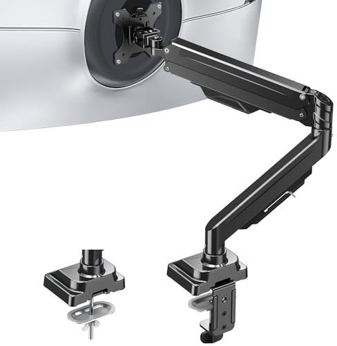 ErgoFocus Single Monitor Mount for Max 43, Premium Monitor Arm Hold up to 33lbs Ultrawide Computer Screens, Full Motion Gas Spring Heavy Duty Desk Mount Adjustable VESA Mount 75x75/100x100mm