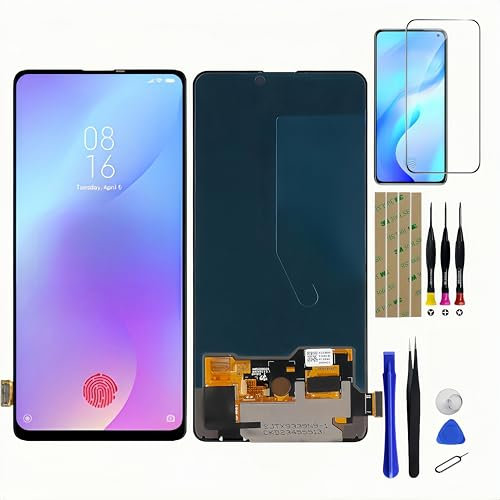 Ansyhttlg Reemplazo de pantalla para Xiaomi Redmi K20/K20 Pro/Mi 9 T/Mi 9T Pro pantalla LCD AMOLED pantalla táctil digitalizador montaje con herramientas de reparación (huella dactilar)