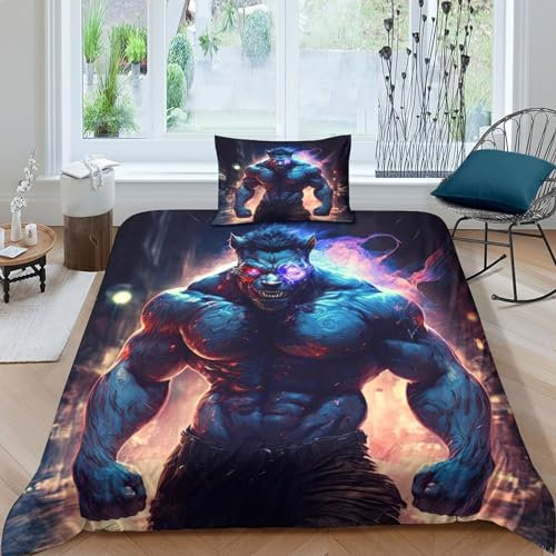 Void Walker Lycanthrope 3D Print Bettwäsche Domineering And Cool Bettbezug Kissenbezug Mit Reißverschluss Schließung 2 teilig Weiche Angenehme Mikrofaser for Teens Children Boys Girls Single(135x200cm