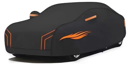 Abdeckplane für Mercedes SL R107, Wasserdicht & Staubdicht Wetterfeste Autoabdeckung Atmungsaktiv(Black Orange)