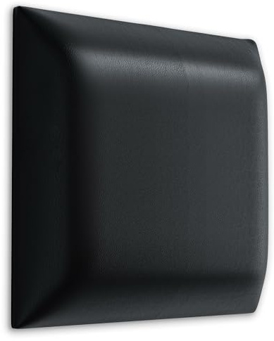 Muralo Wandkissen Gepolstert, Kunstleder, Wandpolster - 50x50 cm, Schwarz | Wandpaneel, ideal als Bettkopfteil oder Lendenkissen - für Schlafzimmer und Wohnzimmer, einfache Anbringung mit Montagekleber